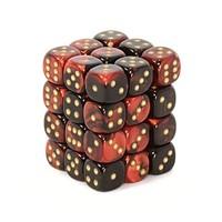 chessex gemini opaque 12mm d6 black red with gold dice block