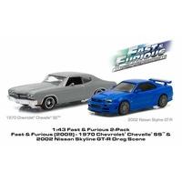 Chevrolet 1970 Chevelle Ss Matt Grey And 2002 Nissan Skyline Gt-R Blue Drag Scene \
