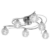 Chrome Ceiling Light with Transparent Ribbed Glass Shades