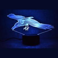 christmas parrot touch dimming 3d led night light 7colorful decoration ...