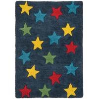 Childrens Blue & Multi Stars Kids Bedroom Mat 70x100