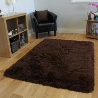 Chocolate Brown High Quality Glossy Faux Sheepskin Rug - Deluxe Brown FF 133cm Circle