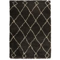 Charcoal Grey Moroccan Trellis Shaggy Rug - Athena Zamba 160x230