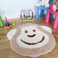 Cheap Natural Beige Fluffy Non Shed Monkey Nursery Rug 75x80cm