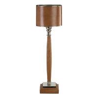 Churchill Table Lamp Genuine Leather Nickel Tan