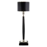 Churchill Table Lamp Black Genuine Leather Nickel Finish In-line Switch