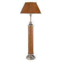 Churchill Table Lamp Tan Genuine Leather Nickel Finish In-line Switch