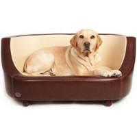 Chester and Wells Oxford Dog Bed in Chestnut and Beige Small