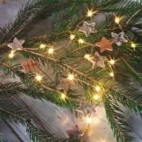 Christmas LED string lights, wooden stars