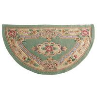 Chinese Design Half Moon Rug, Green, Wool