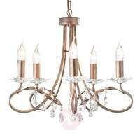 christina chandelier five bulbs silver gold