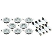 Chrome Effect LED Fixed Downlight Pack of 8
