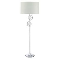 Chrome Floor Lamp With Cream Glass Balls And Drum Shade
