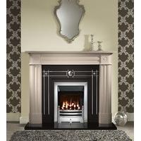 Chiswick Agean Limestone Gas Fireplace Package With Chamberlain Cast Iron Fascia