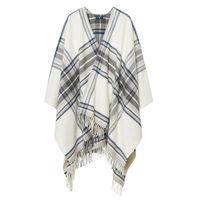 Checked Lambswool Poncho - Cream