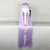 Charming Synthetic Long Straight Purple Anime Dangan Ronpa Kyouko Kirigiri Cosplay Wig Light Purple Braid