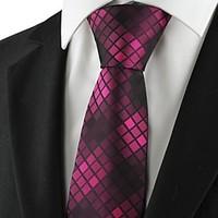 Checked Pattern Purple Mens Tie Formal Suits Necktie Wedding Holiday Gift KT1062