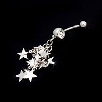 Charming Stainless Steel Crystal Belly Ring With Stars