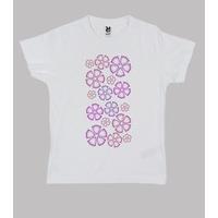 child t-shirt over fuschia flowers