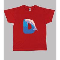 child red shirt, letter d