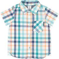 checked summer baby shirt turquoise quality kids boys girls