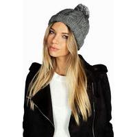 Chunky Knit Bobble Hat - grey