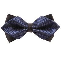 Checkered Navy Blue & Black Diamond Tip Bow Tie