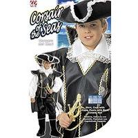 Children\'s Captain Black Costume Medium 8-10 Yrs (140cm) For Buccaneer Fancy