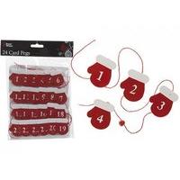 Christmas Red & White Advert Number Peg Card Holders - Set Of 24