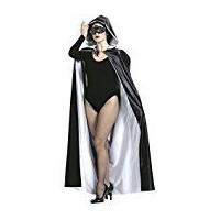 Children\'s Hooded Cape Super Deluxe 140cm Black/white Costume Medium 8-10 Yrs