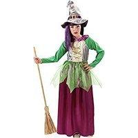 Children\'s Witch - Green/purple Costume Medium 8-10 Yrs (140cm) For Halloween