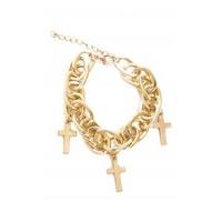 Chunky Gold Cross Charm Bracelet