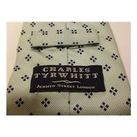 Charles Tyrwhitt Pale Mint and Floral Figuring Luxury Designer Silk Tie