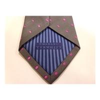 Charles Tyrwhitt Silk Tie Grey With Fushcia Pink Spots
