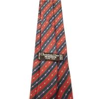 Christian Dior Navy and Red Patterned Silk Tie