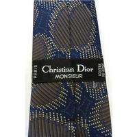 Christian Dior Blue And Grey Patterned Silk Tie