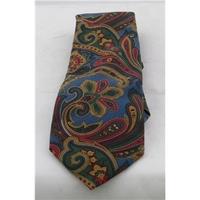 Charles Hill blue, red, green & gold paisley print tie