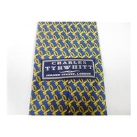 Charles Tyrwhitt Silk Tie Blue With Gold Key Design