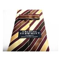 Charles Tyrwhitt Silk Tie Brown & Gold Stripes