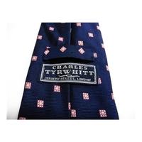 Charles Tyrwhitt Silk Tie Blue With Pink Square Design