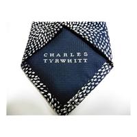 Charles Tyrwhitt Silk Tie Navy & Silver Floral Design