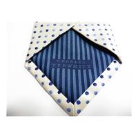 Charles Tyrwhitt Silk Tie Silver With Blue Spots