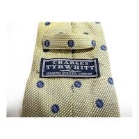 Charles Tyrwhitt Silk Tie Mettalic Yellow With Blue Flower Design