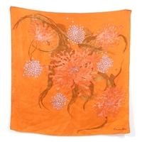 christian dior vintage vibrant orange large flower printed silk scarf