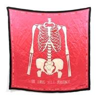 Charlotte Sparre Vibrant Pink We Are All Alike Skeleton Silk Scarf With Rolled Edges