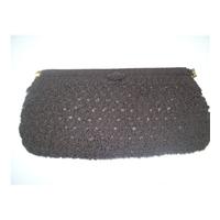 chocolate brown twist knit clutch bag