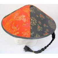 Chinese Field Worker Round Hat Decorated