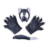 childrens wolf mask tail paws set