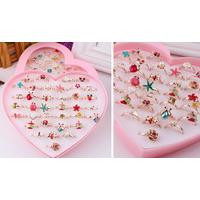 Children's Adjustable Cartoon Cute Heart Box Rings