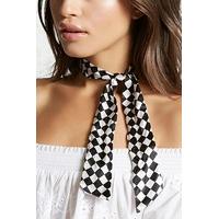 Checkered Print Satin Scarf